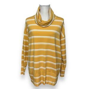 Garnet Hill Gold & White Striped Oversized Knit Top Size Small